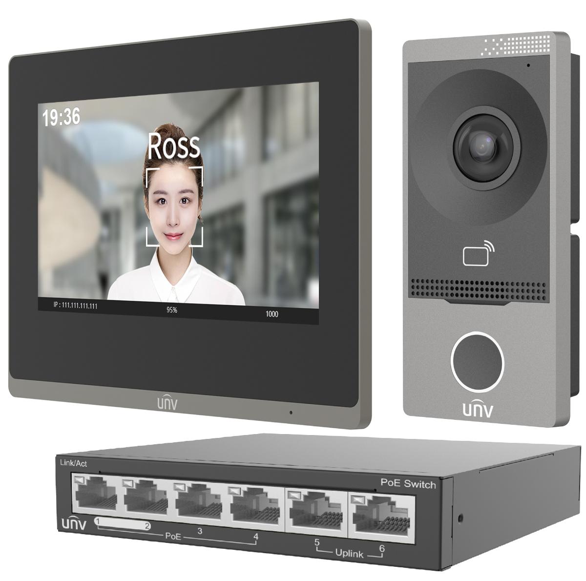 UNV INTERCOM KIT WITH POE SWITCH BLACK